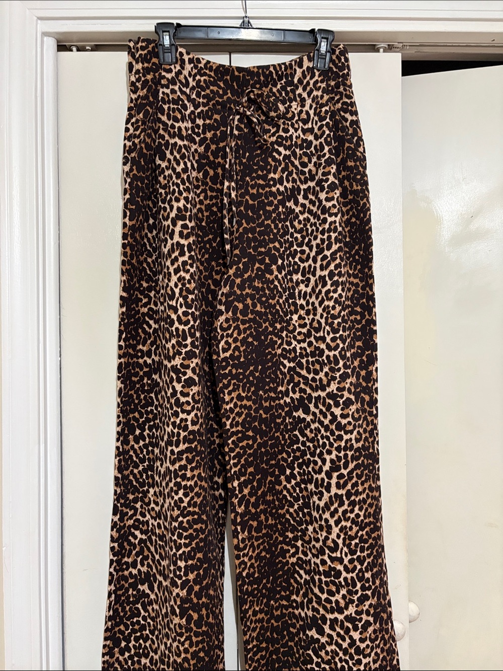 PAIGE Leopard-Print Wide Leg Pants in Brown & Black
